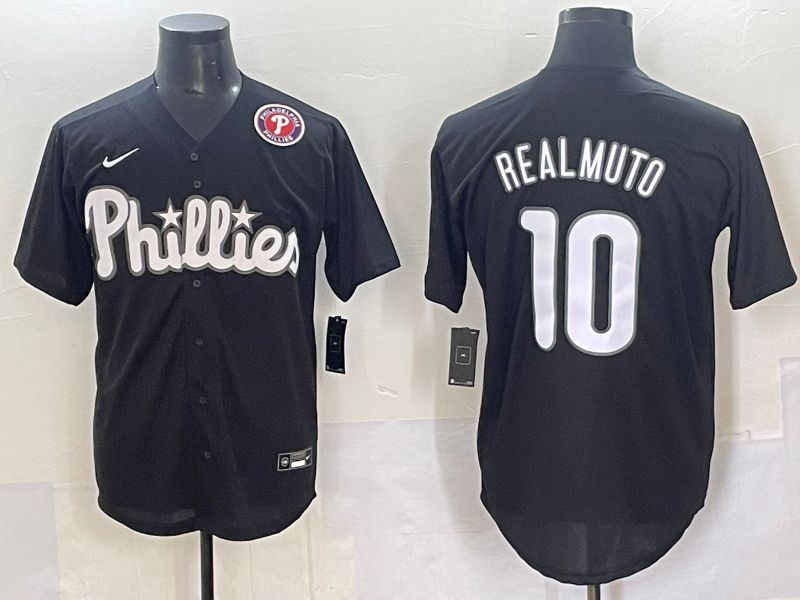 Men 2025 Philadelphia Phillies #10 Realmuto Black Fashion Nike MLB Jersey style 7096->philadelphia phillies->MLB Jersey